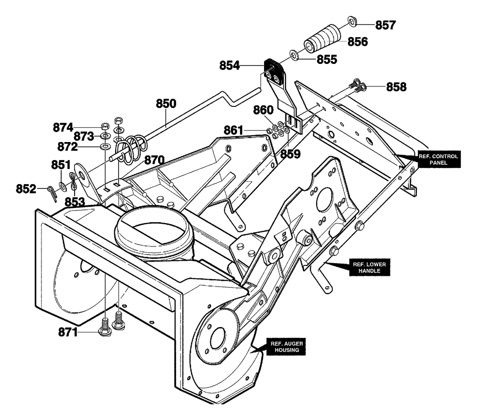 Chute Rod Assembly Diagram and Parts List for 621451X31C 2001 Briggs and Stratton Snow Blower